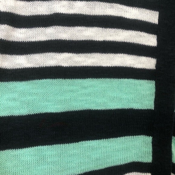 M by MICHAEL STARS Size 1 XS Blue White Mint Green Striped Cardigan Cotton Soy - Picture 2 of 9